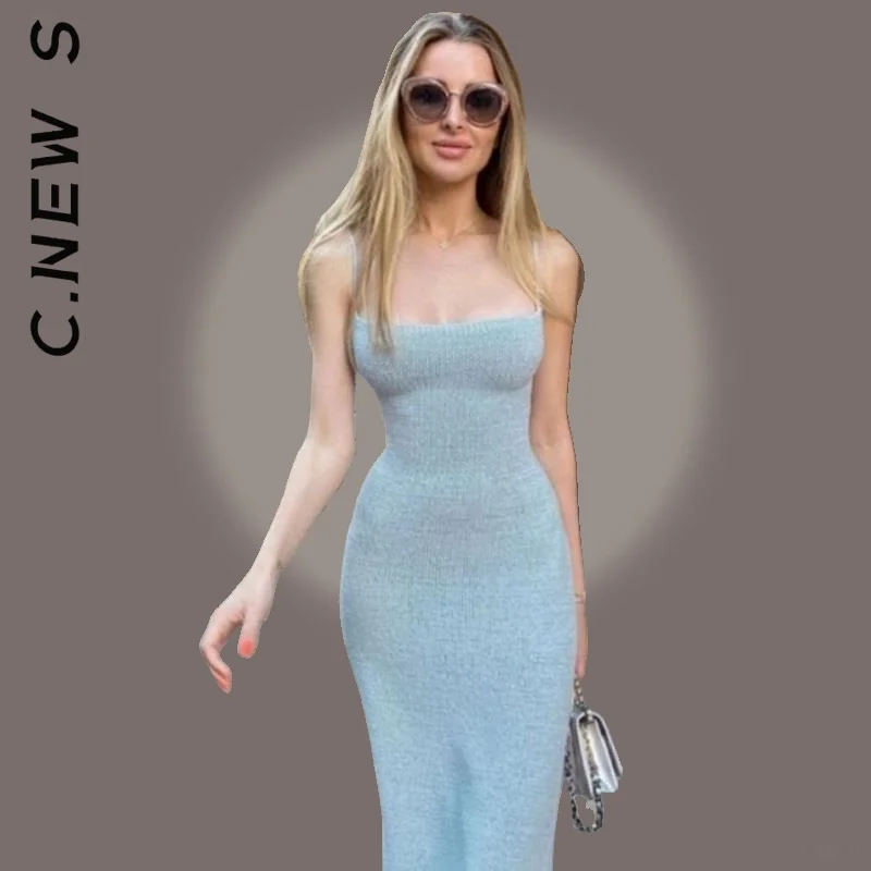 

C.New S Women Fashion Dress Lace Up Robe Knitted Sweater Dress Simple Robe Leisure Elegant Female Dresses Woman Vestidos