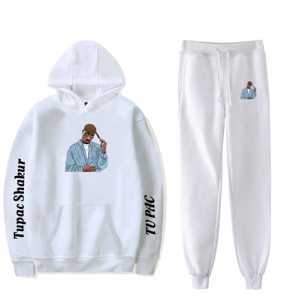 

2PAC Hoodies High Quality Women/Men Sets Fashion Sporting Suit Hooded Sweatshirt +sweatpants Boy Two Pieces Hot Sale