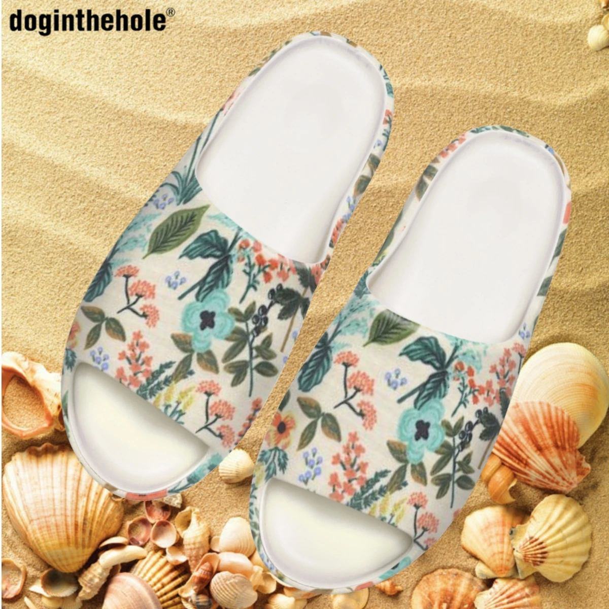 

Doginthehole женские летние шлепанцы модные новые эва светильник Нескользящие кокосовые шлепанцы с цветочным принтом уличные пляжные сандалии