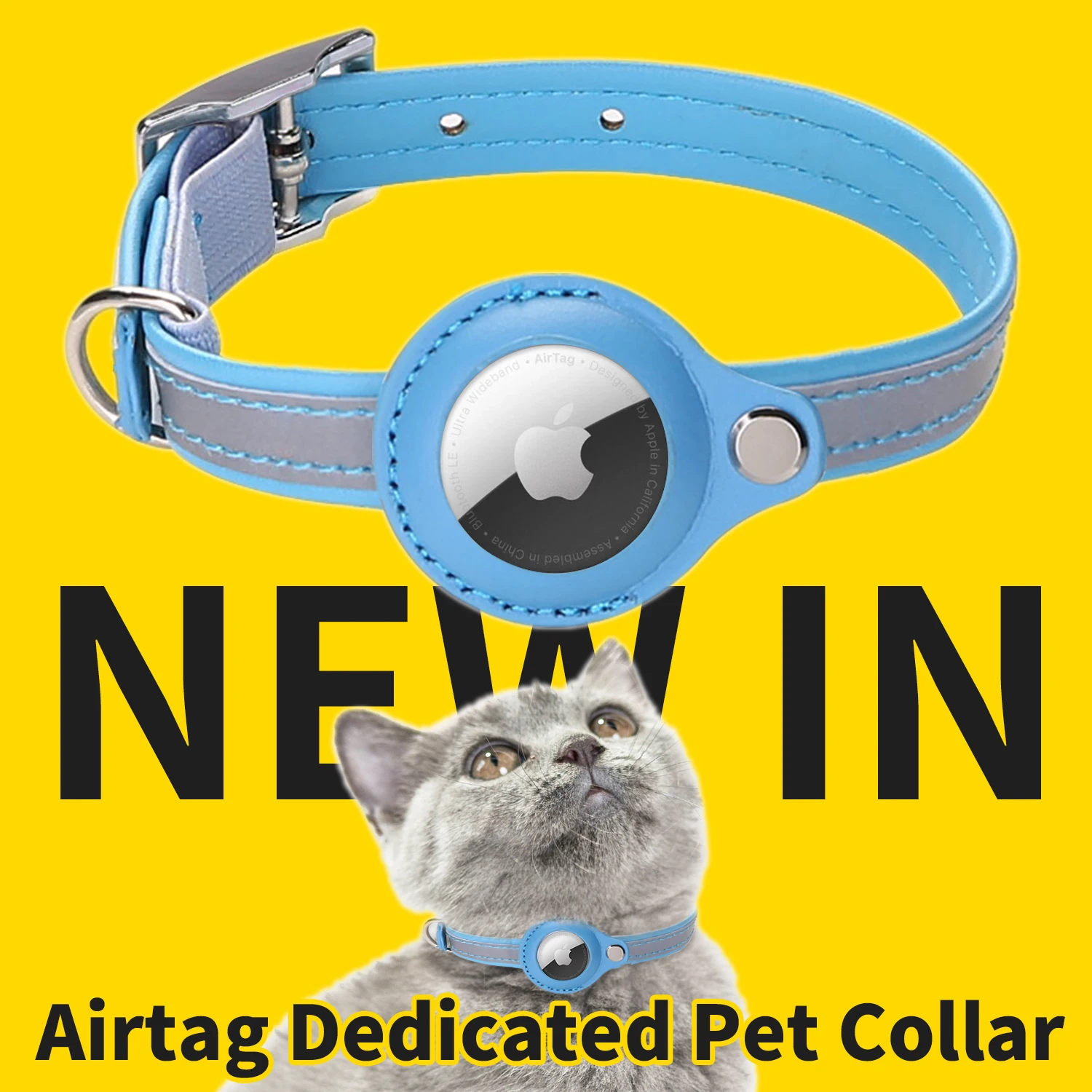 

Pet Collar Compatible with Apple Airtag Protective Holder for GPS Tracker Fits for Small Dogs Cats Glow in the Dark