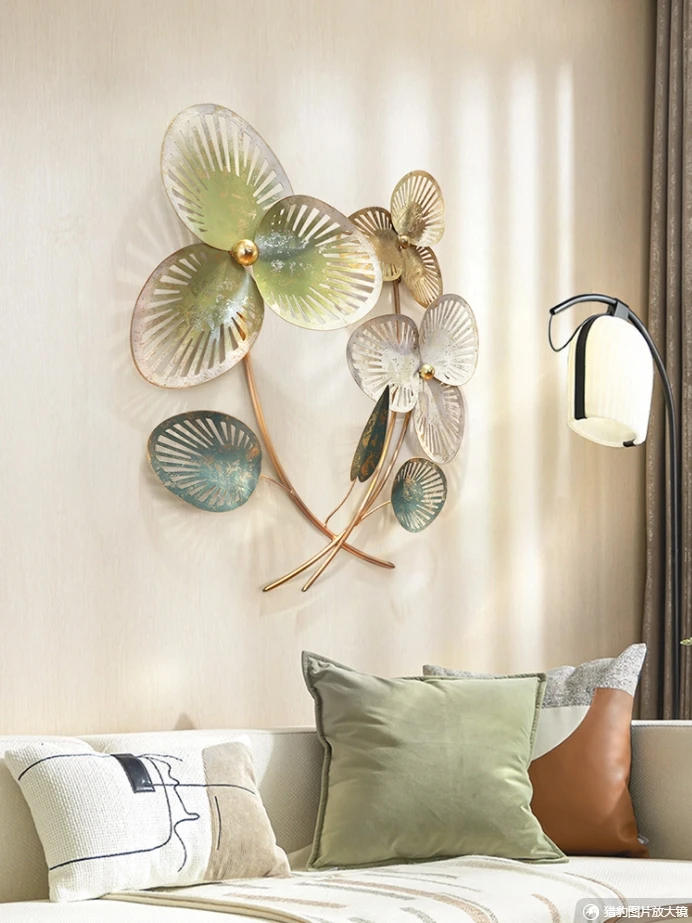

Modern Wrought Iron Clover Flower Plant Wall Hanging Crafts Home Livingroom Background Wall Sticker Porch Aisle Wall Decoration