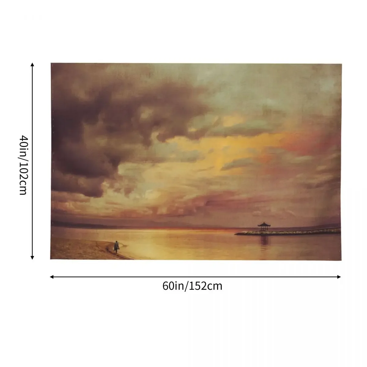 Прогулка в одном — гобелен балийский пляж восходе солнца забавный скандинавском