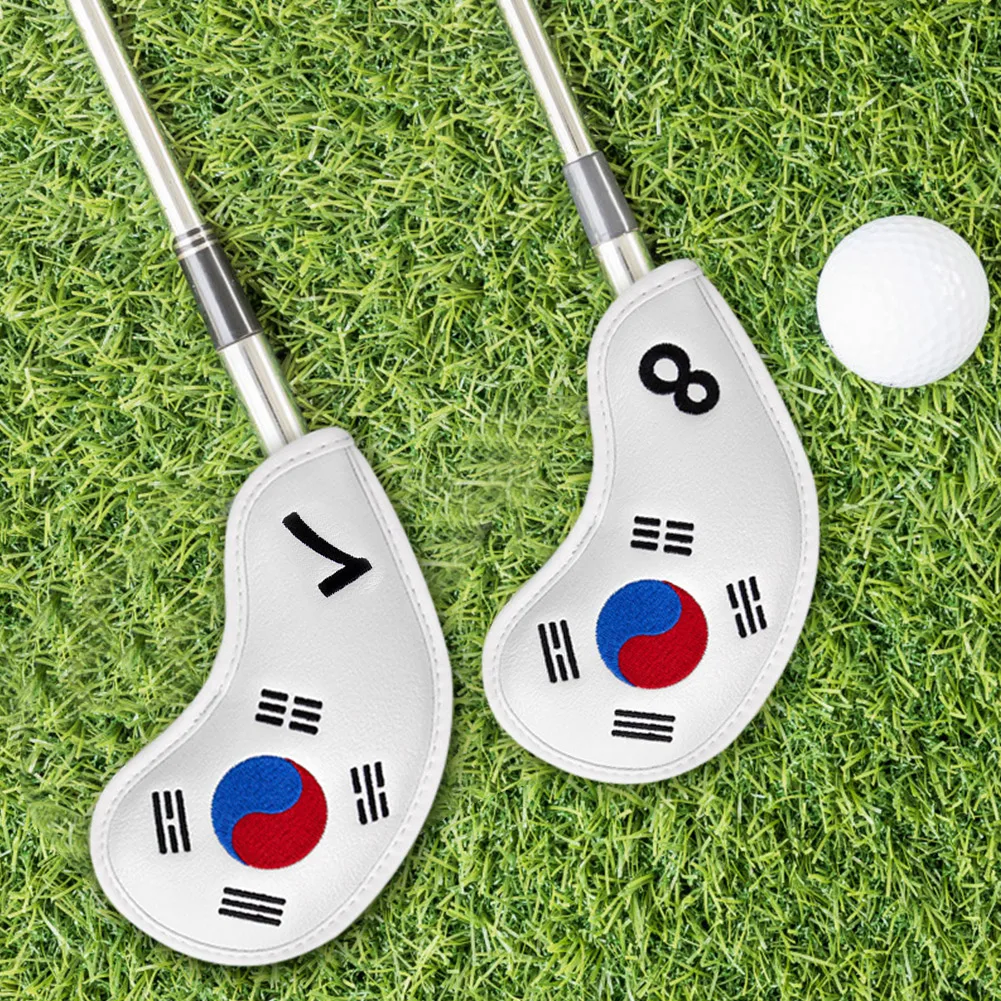 

Korean Flag Golf Iron Club Cover Waterproof Durable PU Golf Club Protective Cover Universal Cut Resistant Outdoor Accessories