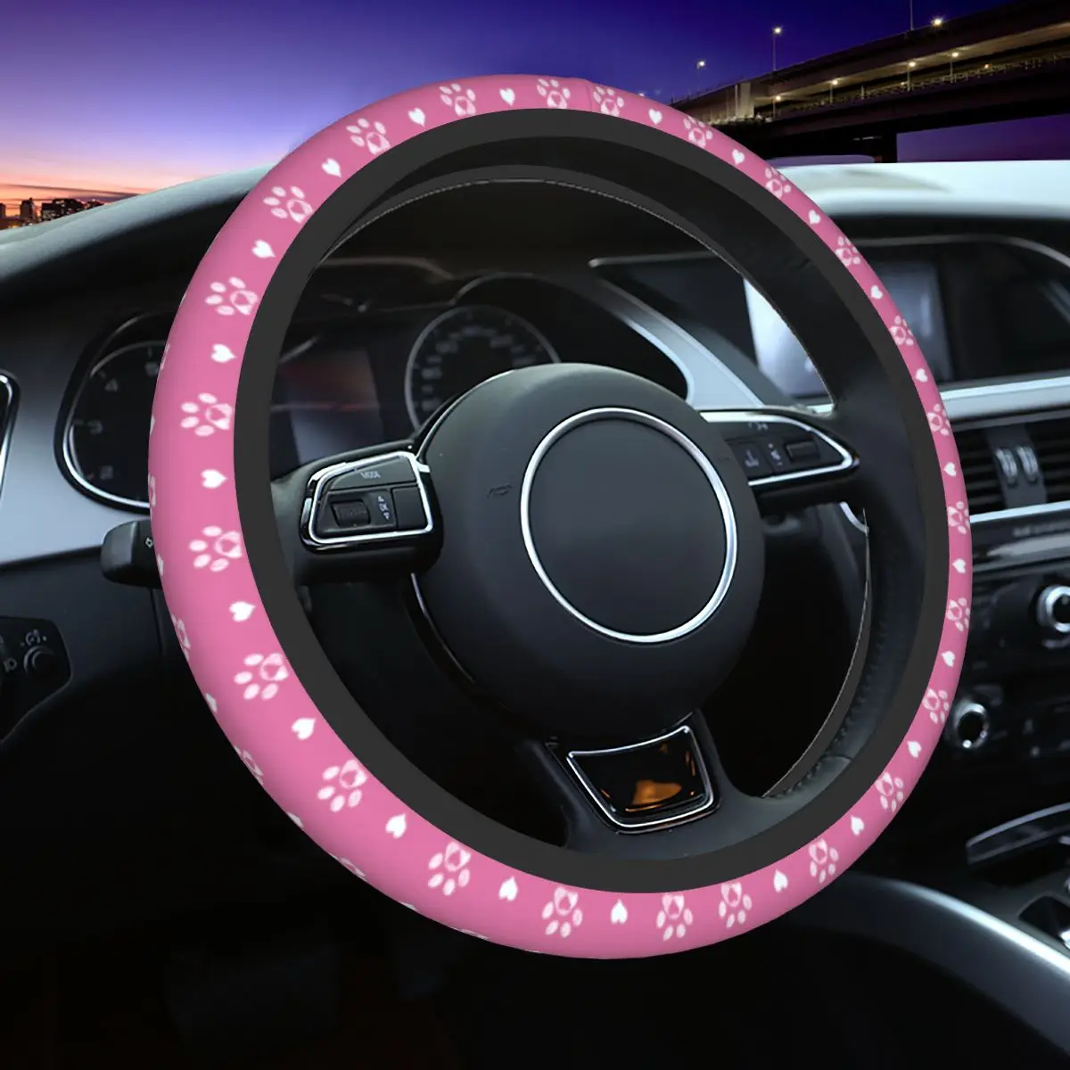 

38cm Car Steering Wheel Covers Cute Animal Paw Heart Soft Braid On The Steering Wheel Cover Car-styling Suitable Car Accessories