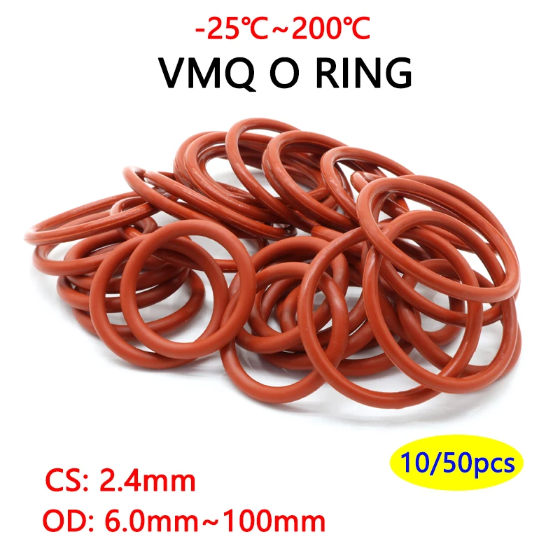 

Красные силиконовые уплотнительные кольца VMQ CS 2,4 мм