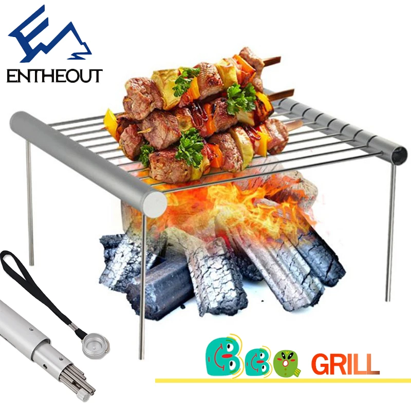 

Camping BBQ Grill Portable Folding Stove Rack Outdoor Ultralight Picnic Devices Stainless Steel Cooking Barbecue Accessories