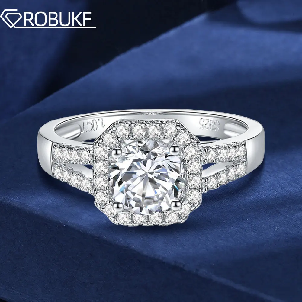 

Moissanite Engagement Ring 925 Sterling Silver 18k Gold Plated D Color Diamond Double Row Square Wedding Band Jewelry For Women