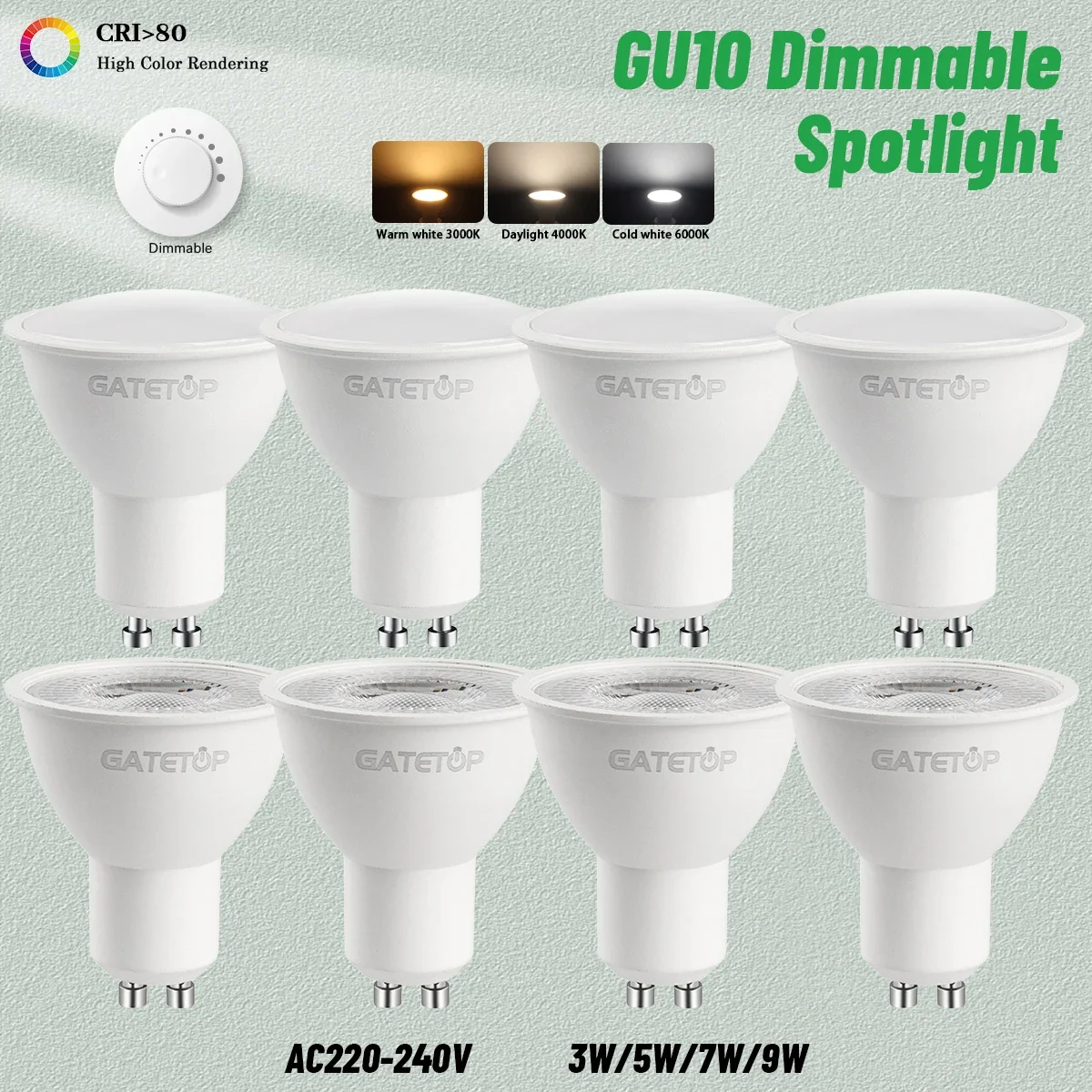 5 шт. GU10 AC220-240V светодиодные лампы с регулируемой яркостью 50 Вт галогенный