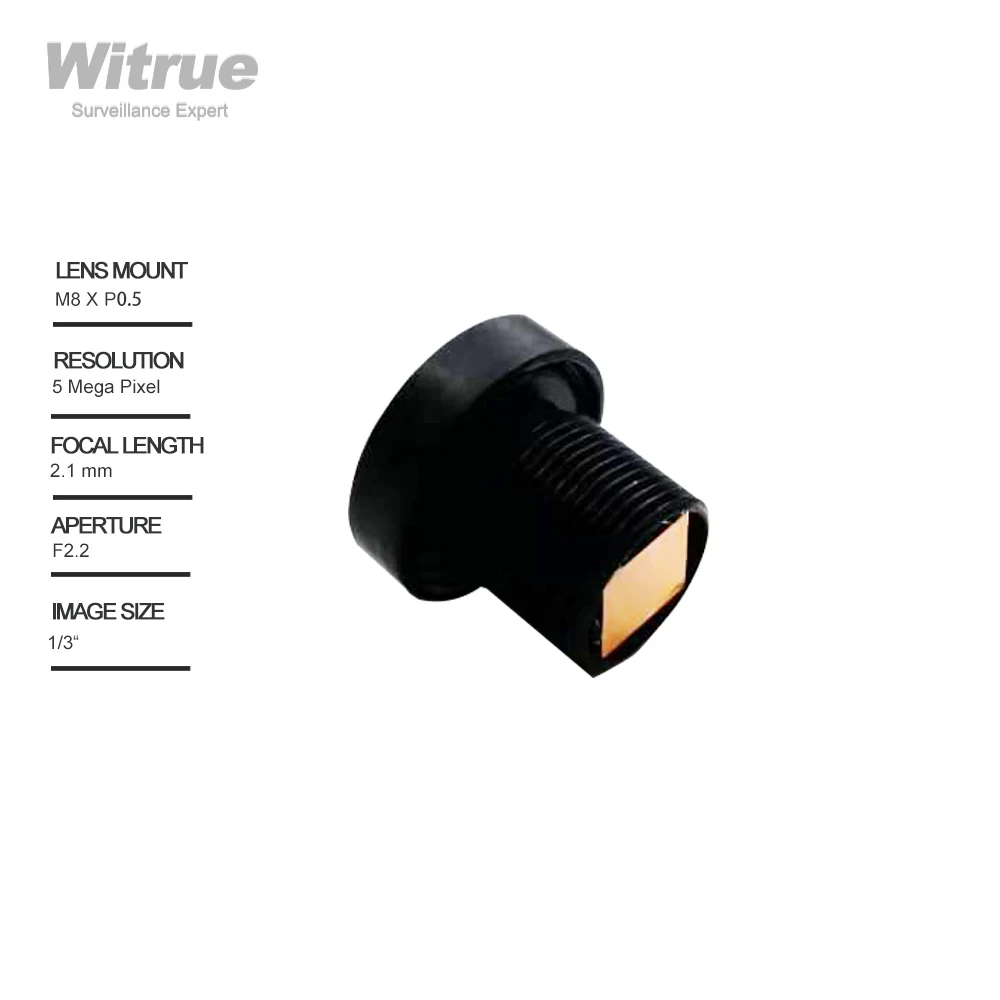 Witrue 2.1mm M8 Lens 1/3 Inch 5MP F2.2 151 Degree with 650nm IR Filter lenses for CCTV Security Camera Wide Angle 151 Degree
