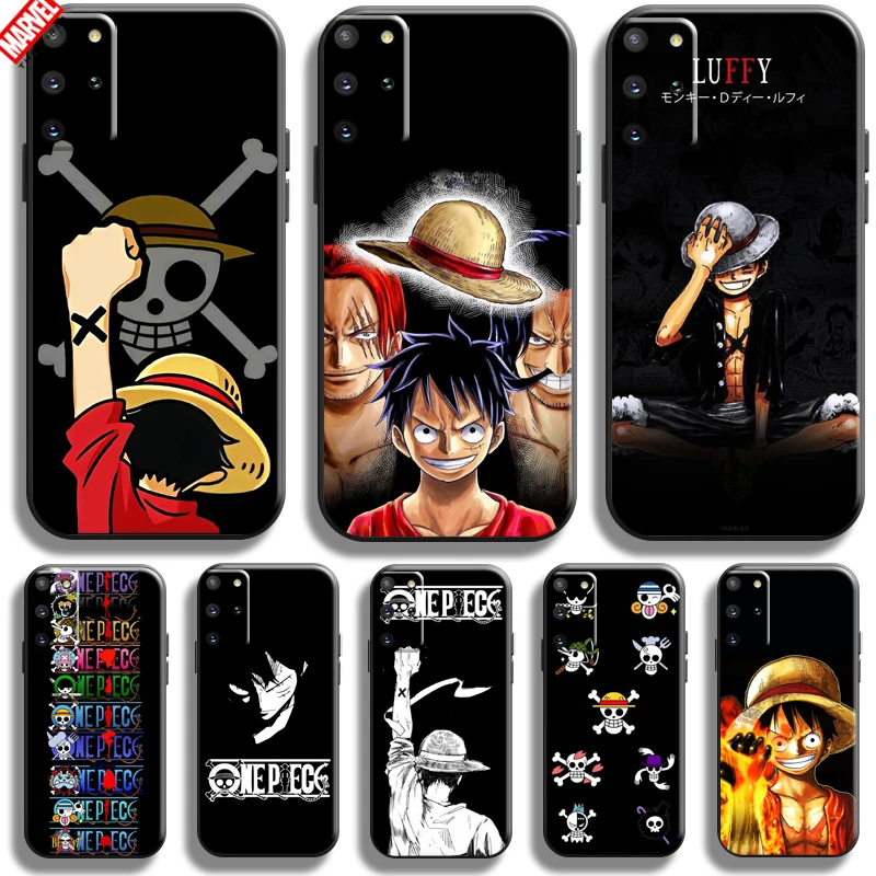 

One Piece Luffy Logo For Samsung Galaxy S21 S20 Plus Ultra S21 S20 FE 5G Phone Case Coque Black Silicone Cover TPU Back