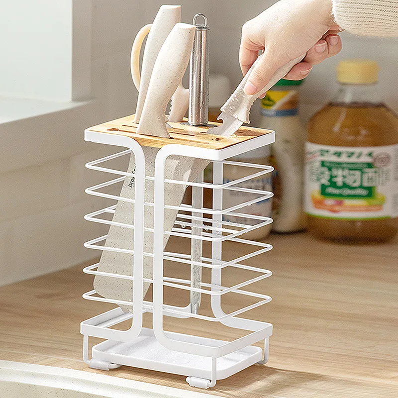 

Подставка для кухонных ножей из нержавеющей стали с капельным лотком