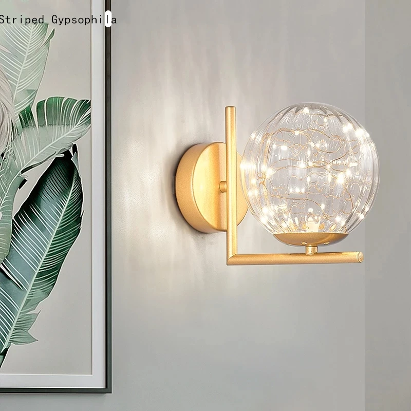 

Gypsophila Creative Led Wall Lamp for Living Room Nordic Style Glass Sconce Study Bedroom Bedside Corridor Aisle Indoor Lighting