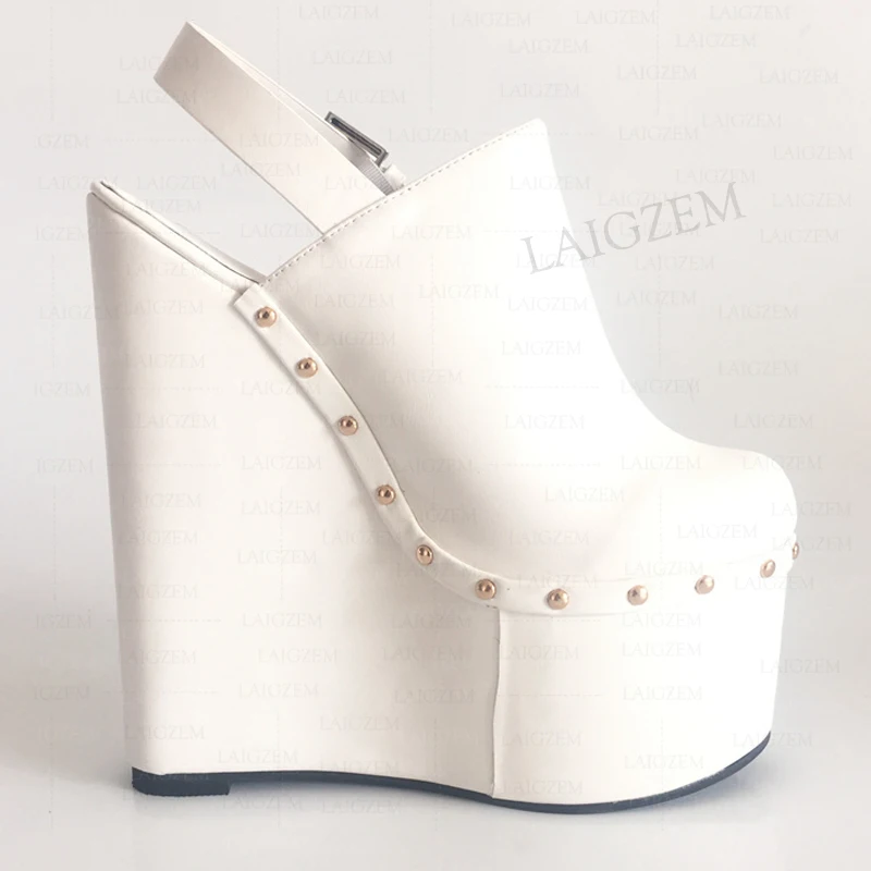 Женские босоножки ZHIMA на танкетке высотой 17 см туфли-лодочки с круглым носком и