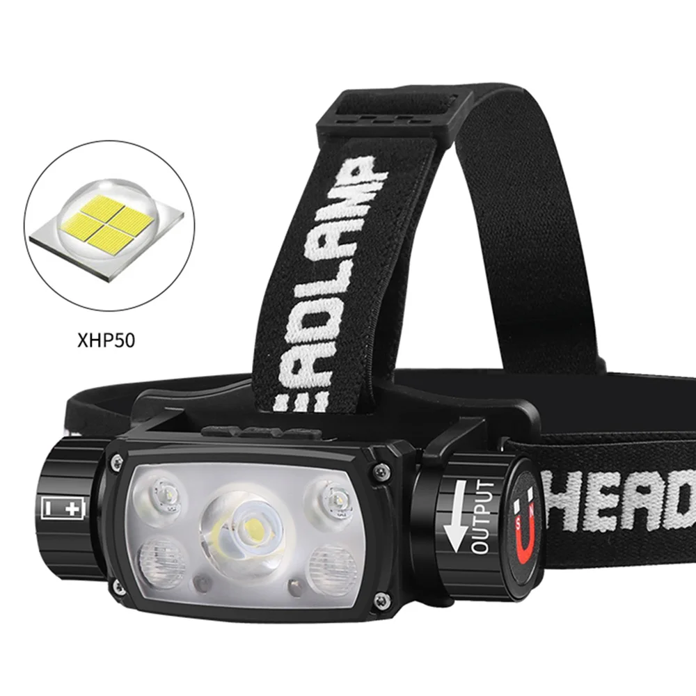 

Ultra Bright 5 LED XHP50 Induction Headlamp Flashlight Waterproof Head Lamp Torch Flasing for Camping Running Flashing