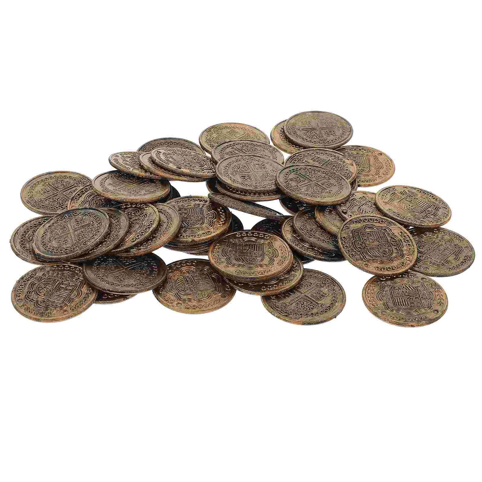 

100 Pcs Counterfeit Money Fake Gold Coins Children Toys Chess Board Kids Currency