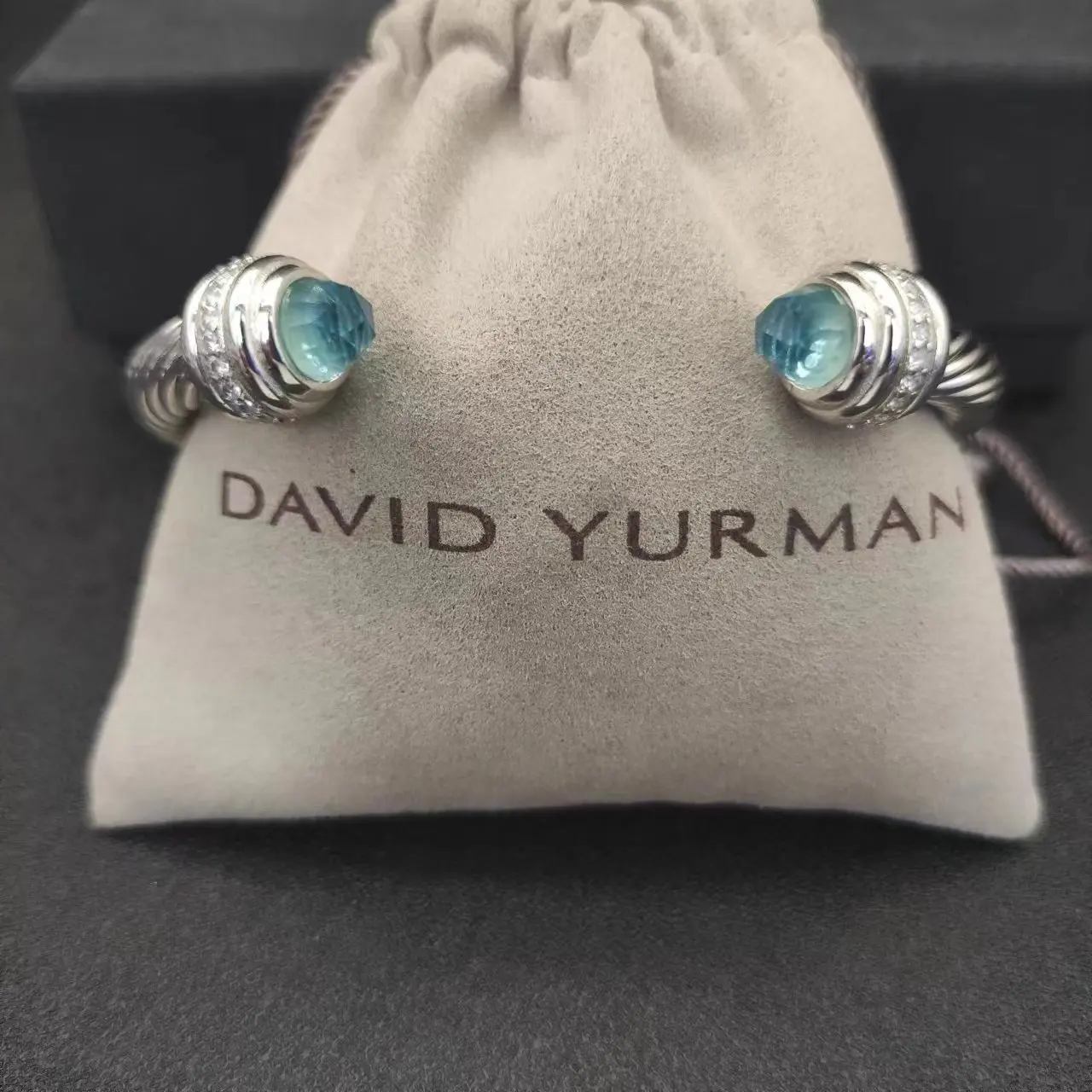 7MM Cable Classic David Yurman S925 Sterling Silver Black Onyx And Paved Diamond Bracelet For Men's Jewelry Gift