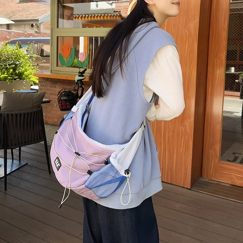Нейлоновая сумка через плечо Colorblock вместительная Сетчатая Сумка унисекс 2024