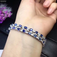 meibapjreal natural sapphire gemstone bracelet 925 sterling silver red stone bangle for women fine wedding jewelry
