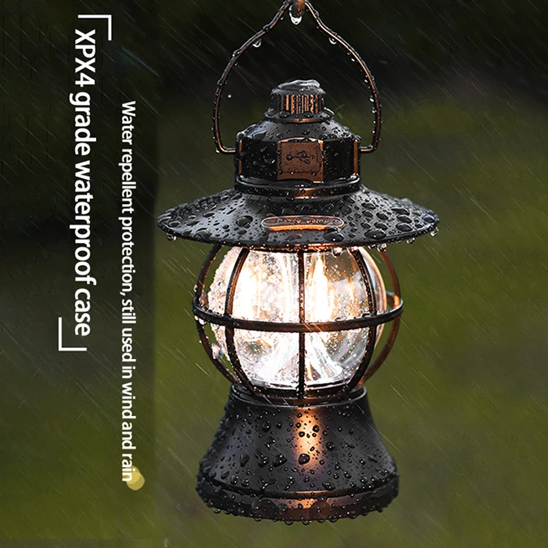 

New Camping Portable Retro Lantern Vintage Tent Lighting Lantern Decoration Waterproof Outdoor Garden Street Path Lawn Lamp