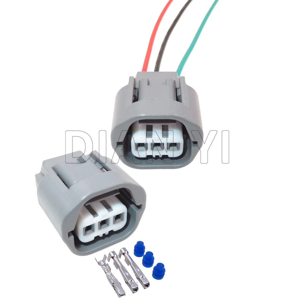 

1 Set 3 Way Automobile Wire Socket 6189-0734 Auto Plastic Housing Connector with Cables