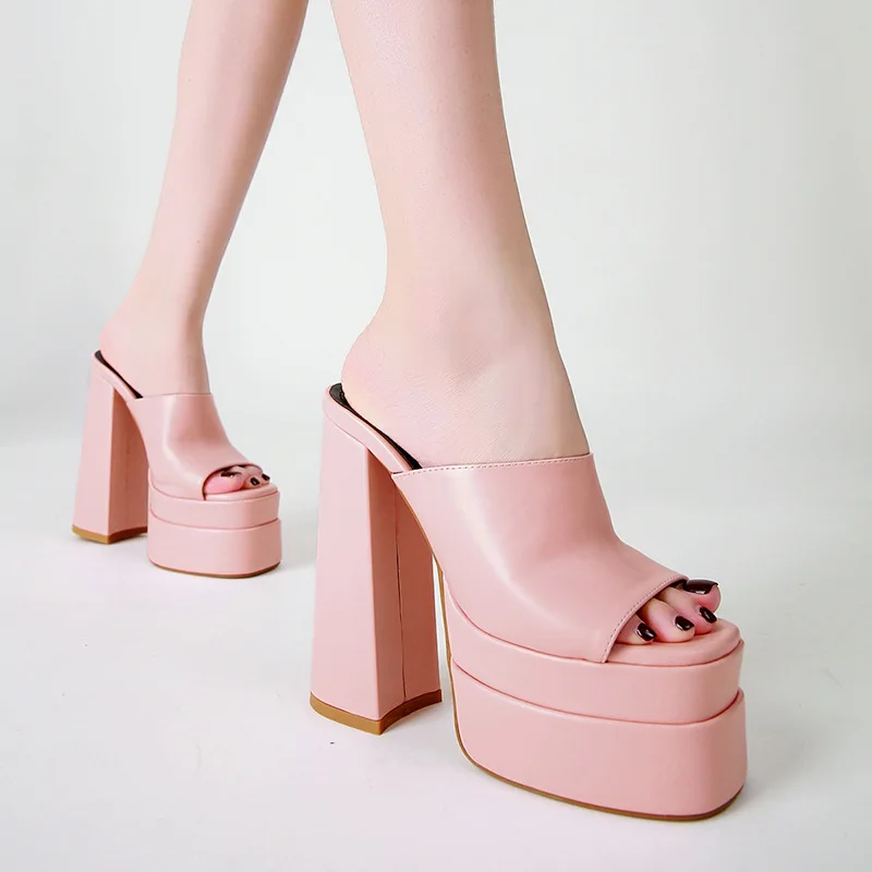 

Fashion 2022 New Summer Women's Sandals Peep-Toe Shoes Woman High-Heeled Casual Super High Heel Women Shoe Large Size 35~42