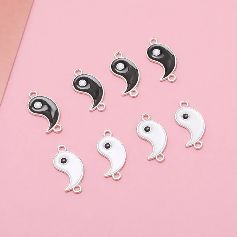 

10pcs black and white color enamel taiji couple pendant DIY gift handmade jewelry making charms for jewelry making