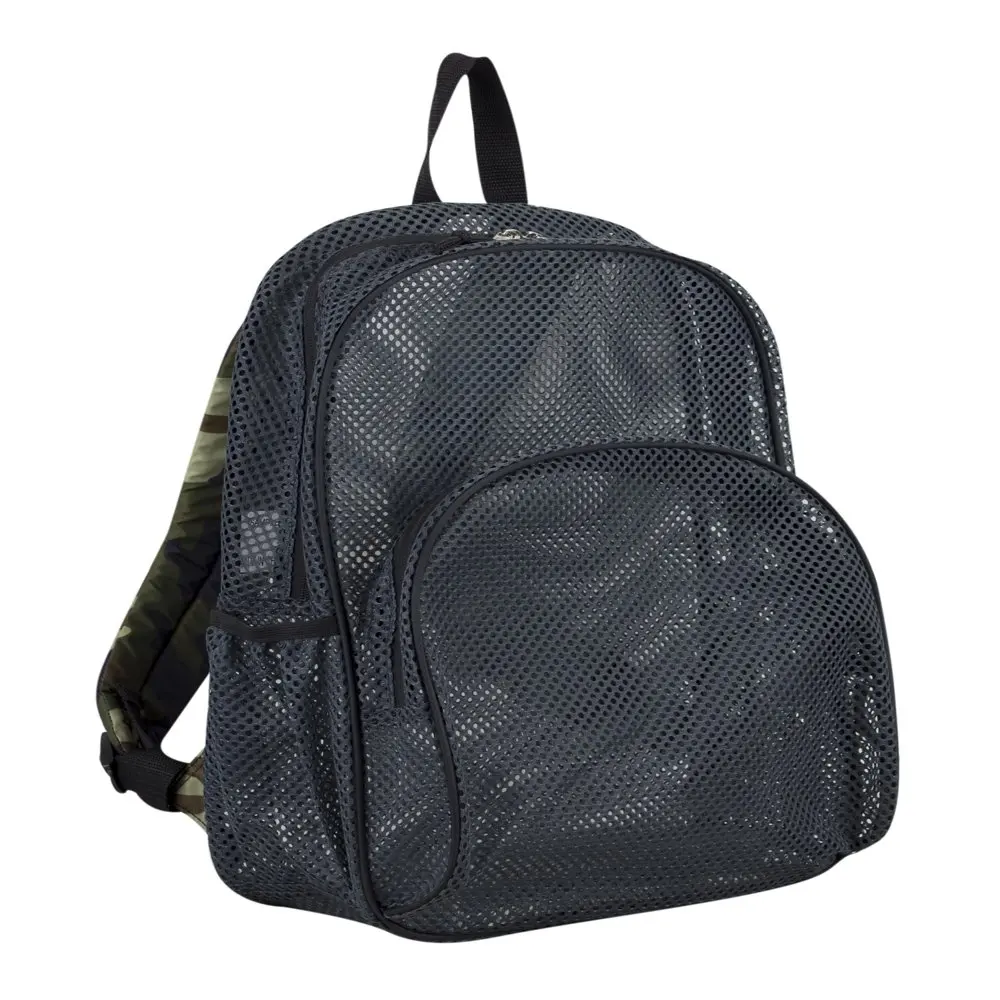 Mesh Backpack With Adjustable Padded Shoulder Straps, Graphite & Camo