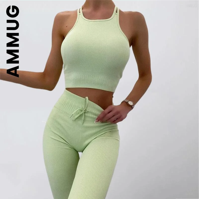 

Ammug Gym Clothing Workout Sportswear Yoga Set Seamless Leggings Sport Top Seamless Yoga Set Sport Suit Two Piece Set Women