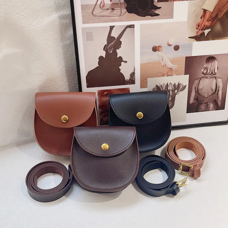 Mini Cross Bag PU Vegan Leather Kids Purse Small Children's Messenger Bag Designer Luxury Cute Princess Shoulder Bag For Girls