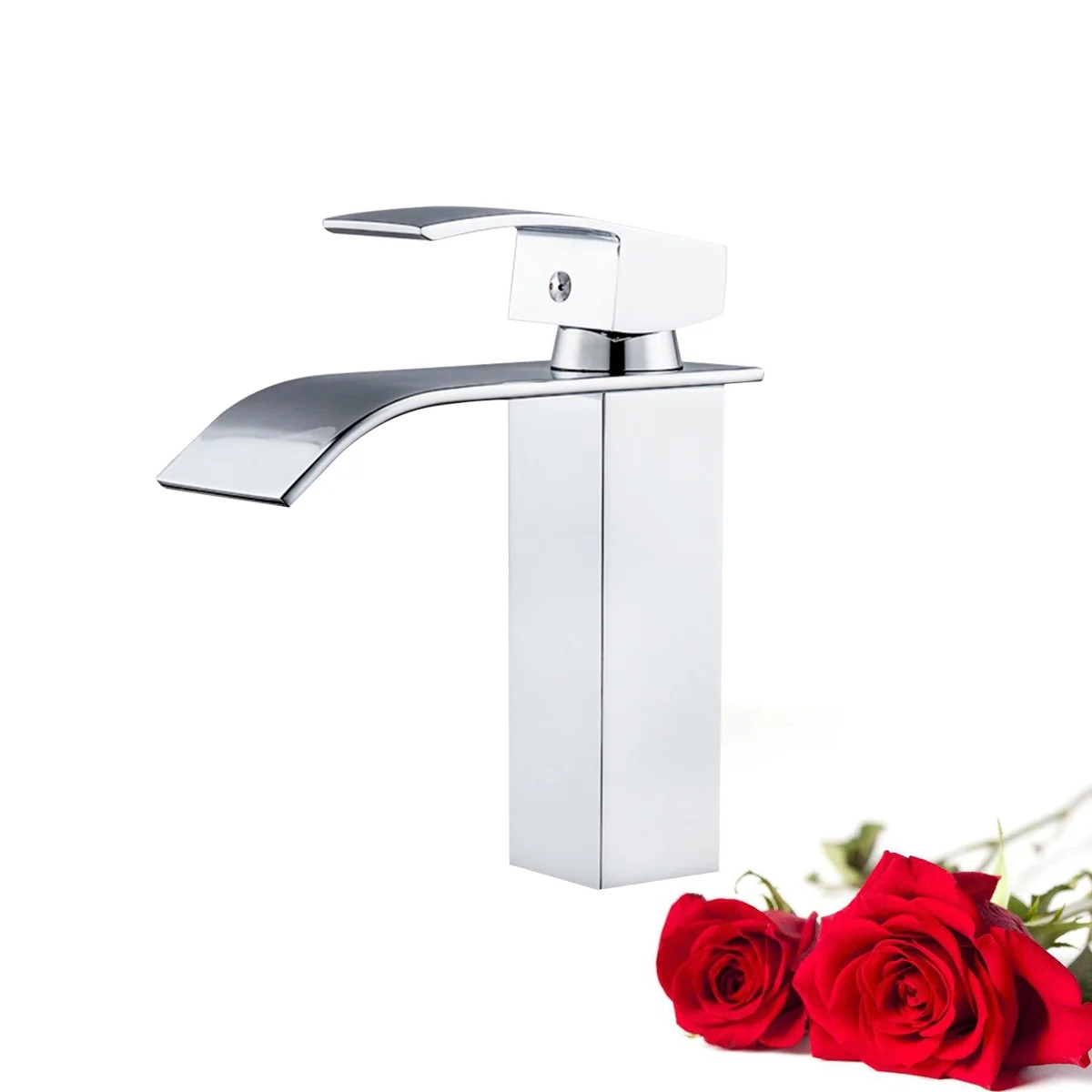 

Copper Alloy Square Wide Mouth Waterfall Bathroom Basin Cold And Hot Water