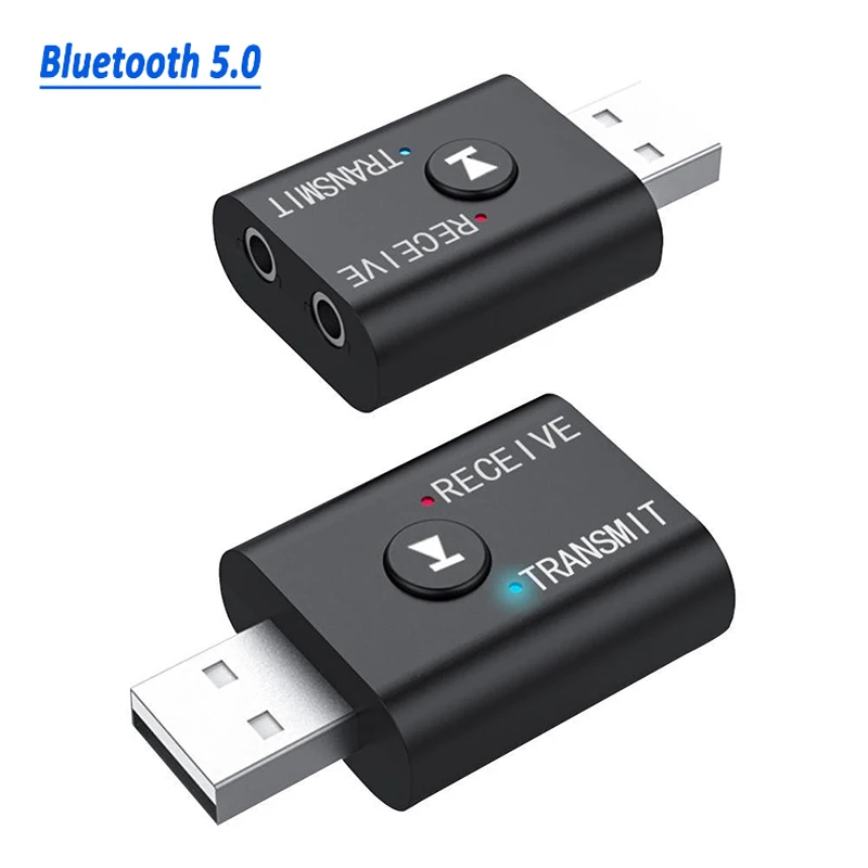 

BT5.0 Bluetooth Adapter Wireless Audio Receiver and Transmitter Dual Function AUX 3.5mm Jack USB Dongle For Speaker Headset Car