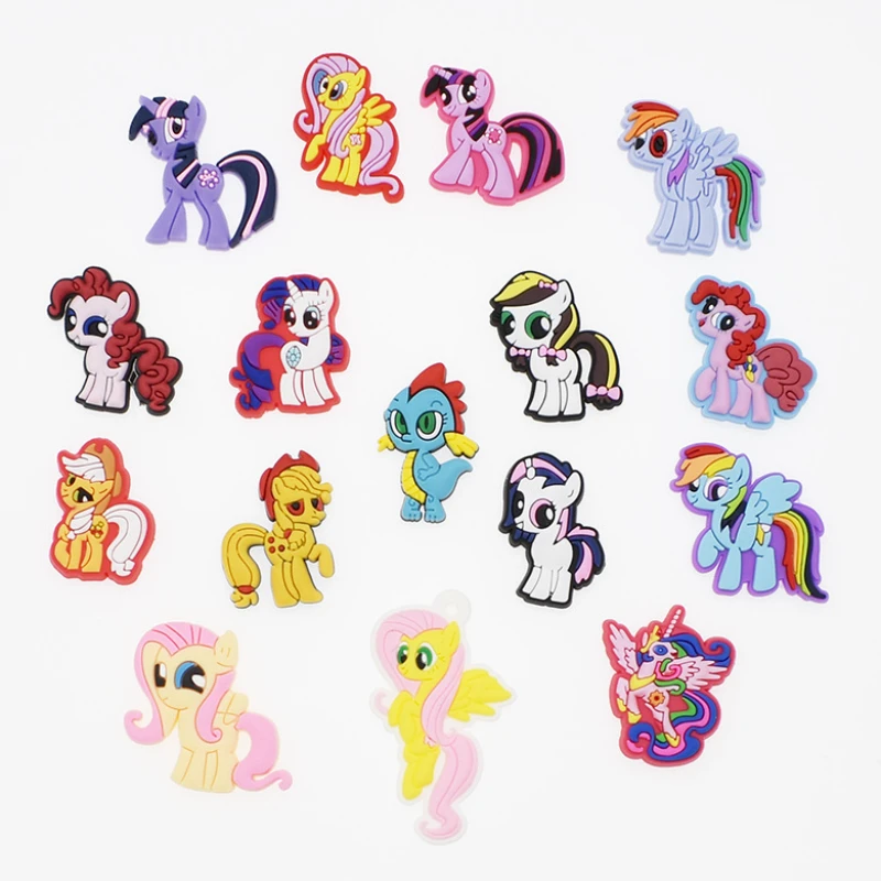 

1pcs Single Sale My Little Pony Shoe Buckle Decorations PVC Cartoons Accessories Fit Croc Charms Kids Party X-mas Gift Wholesale