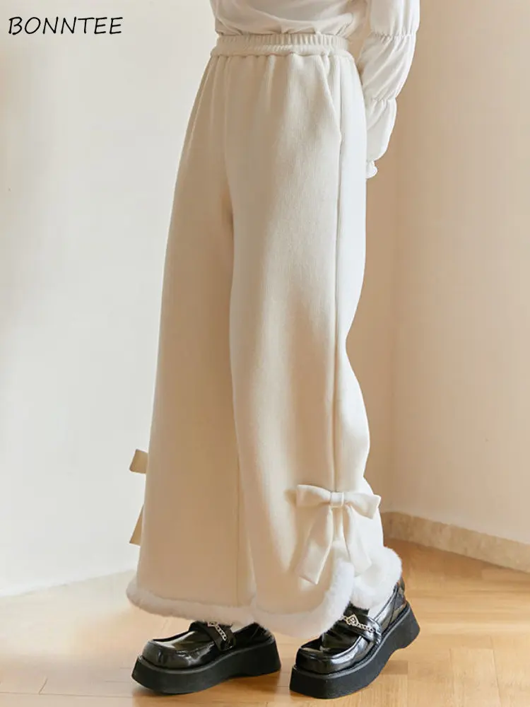 

Japan Style Kawaii Girls Pants Women Corduroy Wide Leg Students Loose Sweet Side-slit Ankle-length Warm Solid Simple Young New
