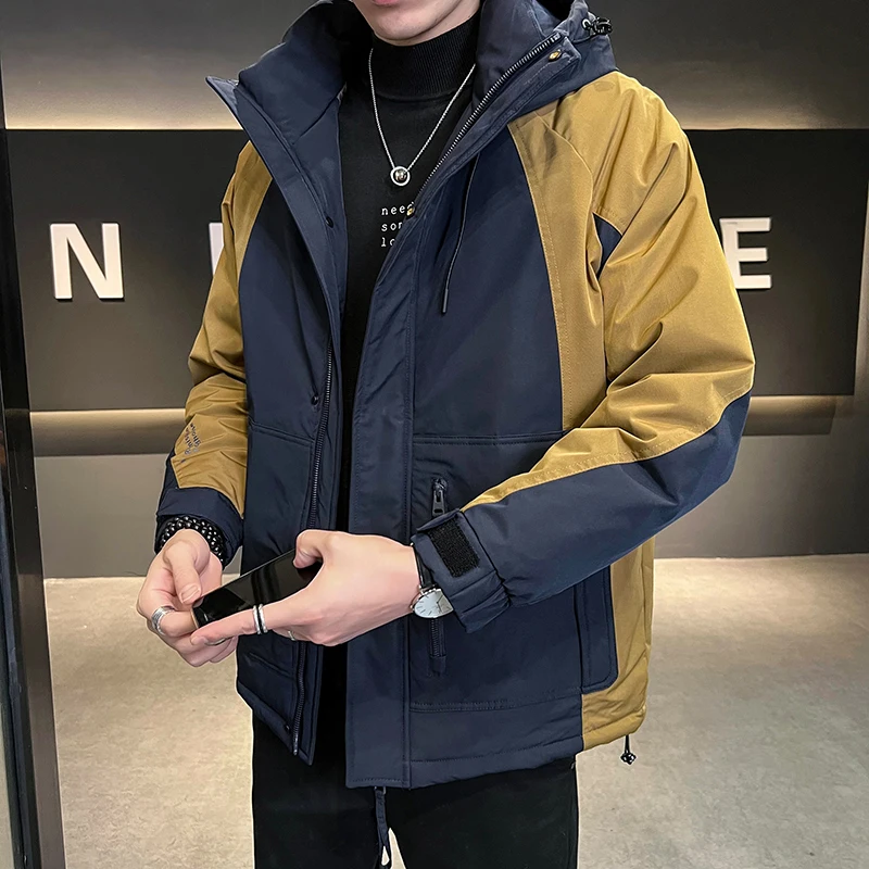 Man Jacket 2023 Winter Spring Duck Down Jackets Warm Hood Coats Men Fashion Outwear Outfits Windproof Pockets Parkas Streetwear
