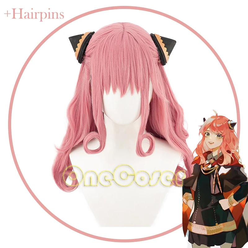 

Anime Spy X Family Anya Forger Cosplay Wig Pink Curly Short Hair Accessories Hairpins Heat-resistant Fiber Hair+Wig Cap Girls