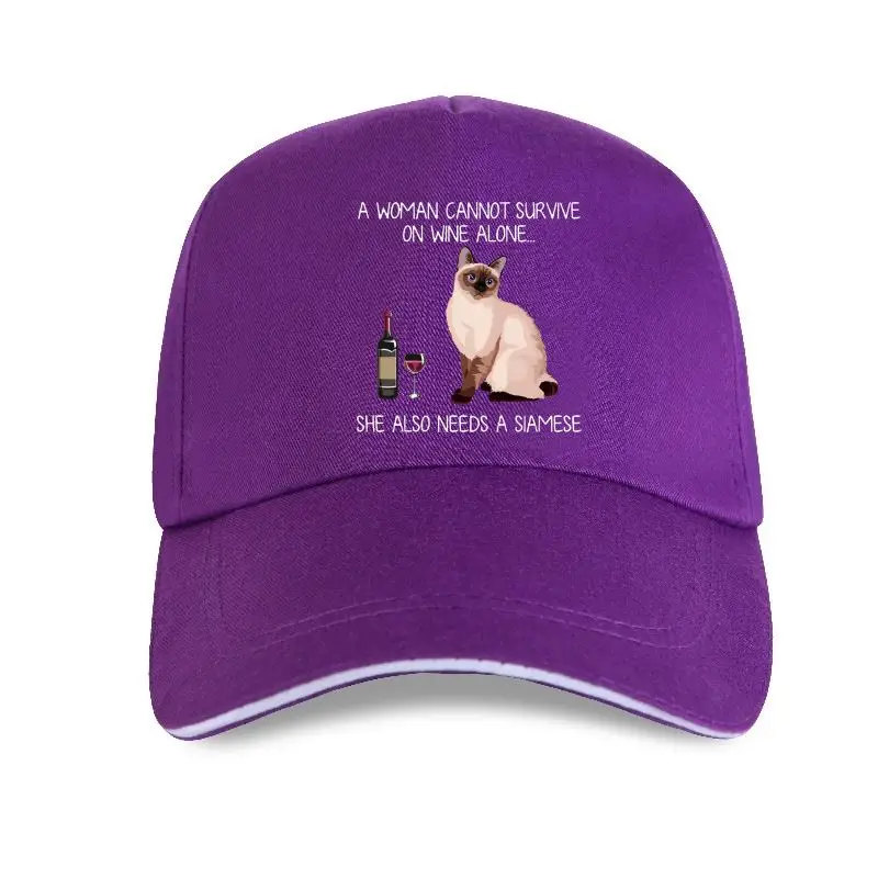 

new cap hat Siamese And Wine Funny Cat Womens Premium Baseball Cap