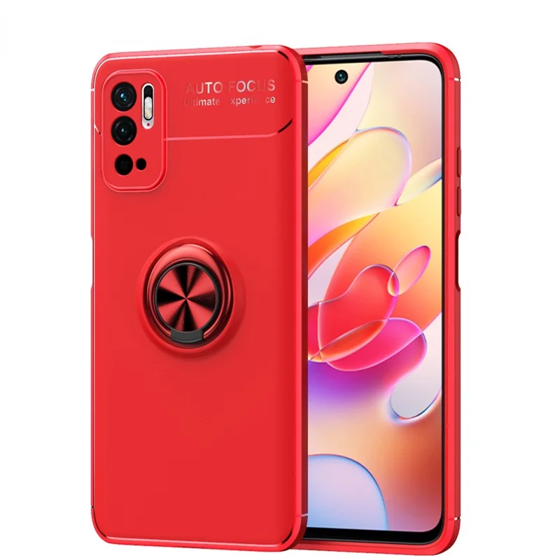 Кожаный чехол с металлическим кольцом и силиконовым покрытием для защиты от ударов для телефона Redmi Note 10 10S 10Pro 5G.