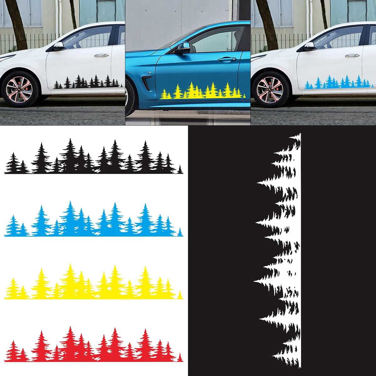 

100 x 20CM PVC 5 Colors Pine Tree Forest Pattern Car Side Body Scratch Windshield Sticker