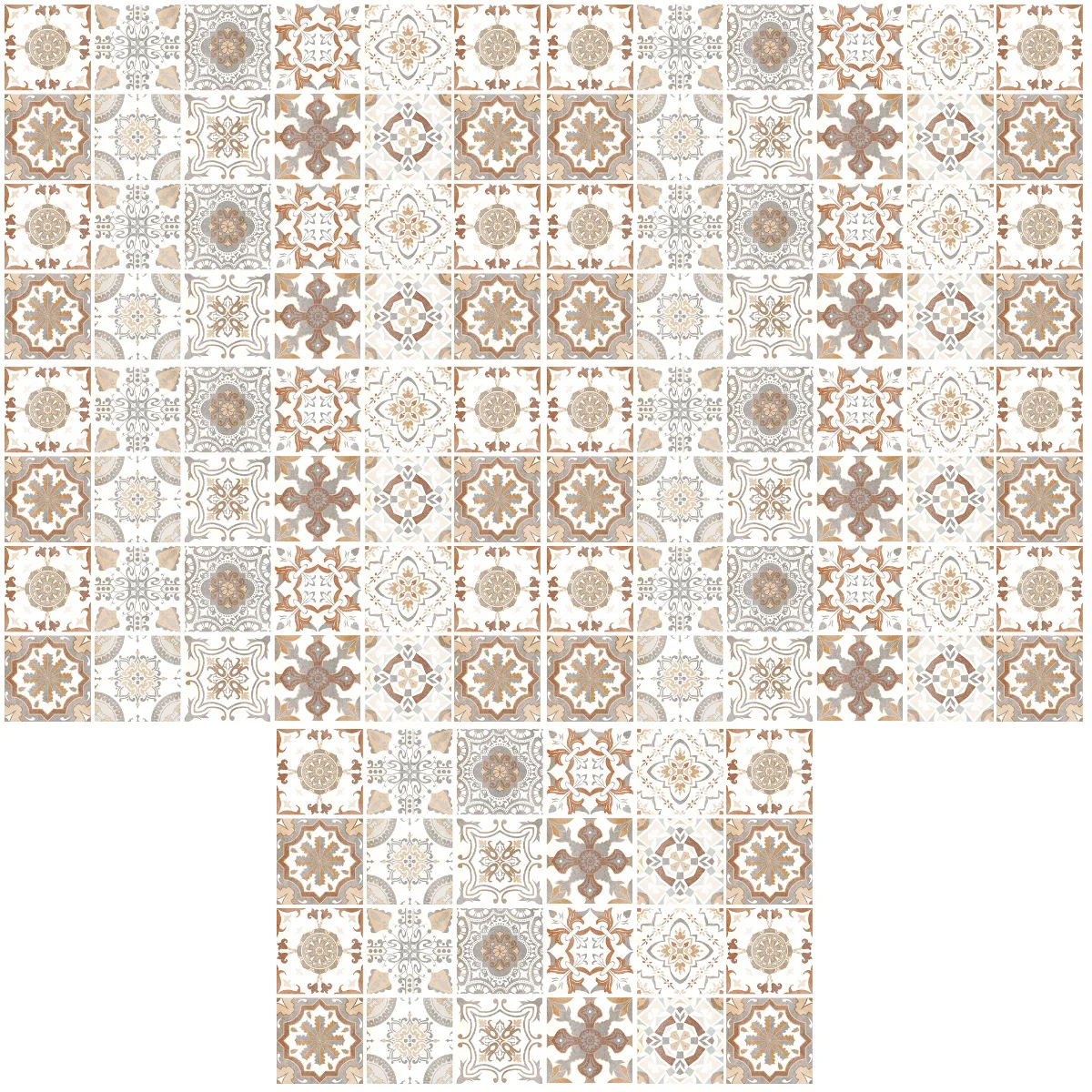 

120 pcs Kitchen Bathroom Wall Stickers Vintage Style Wallpaper Decorative Tile Stickers