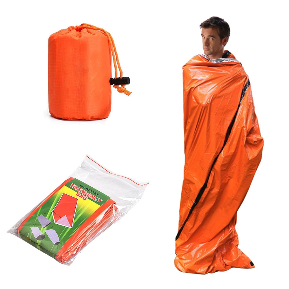 

Outdoor Emergency Thermal Waterproof Sleeping Bag Camping Survival Bivvy Sack water-resistant sleep Blanket For Hiking traveling