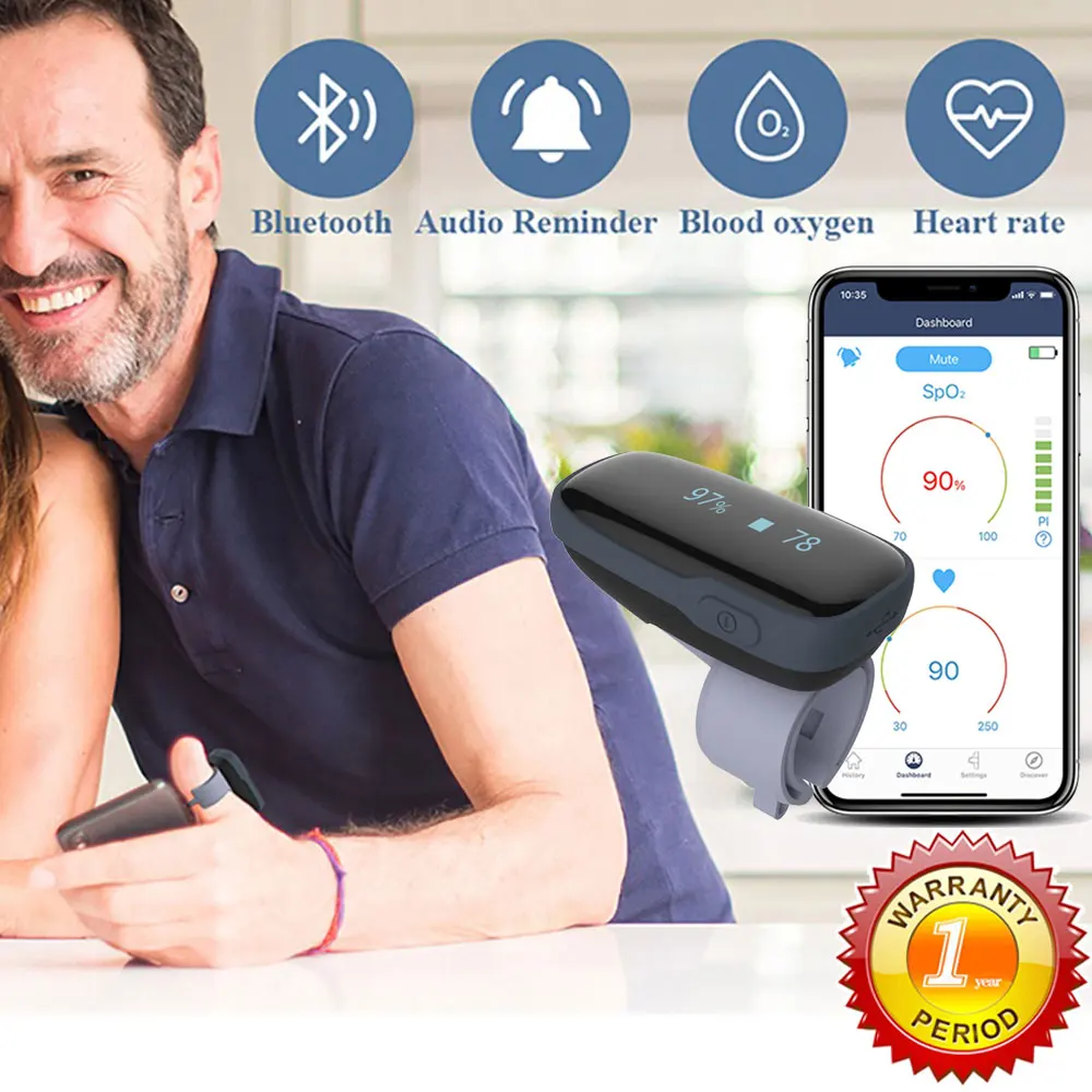 Wireless Wearable Oximeter Overnight Sleep Low Oxygen Alarm Health Monitor Blood Saturation Heart Rate |