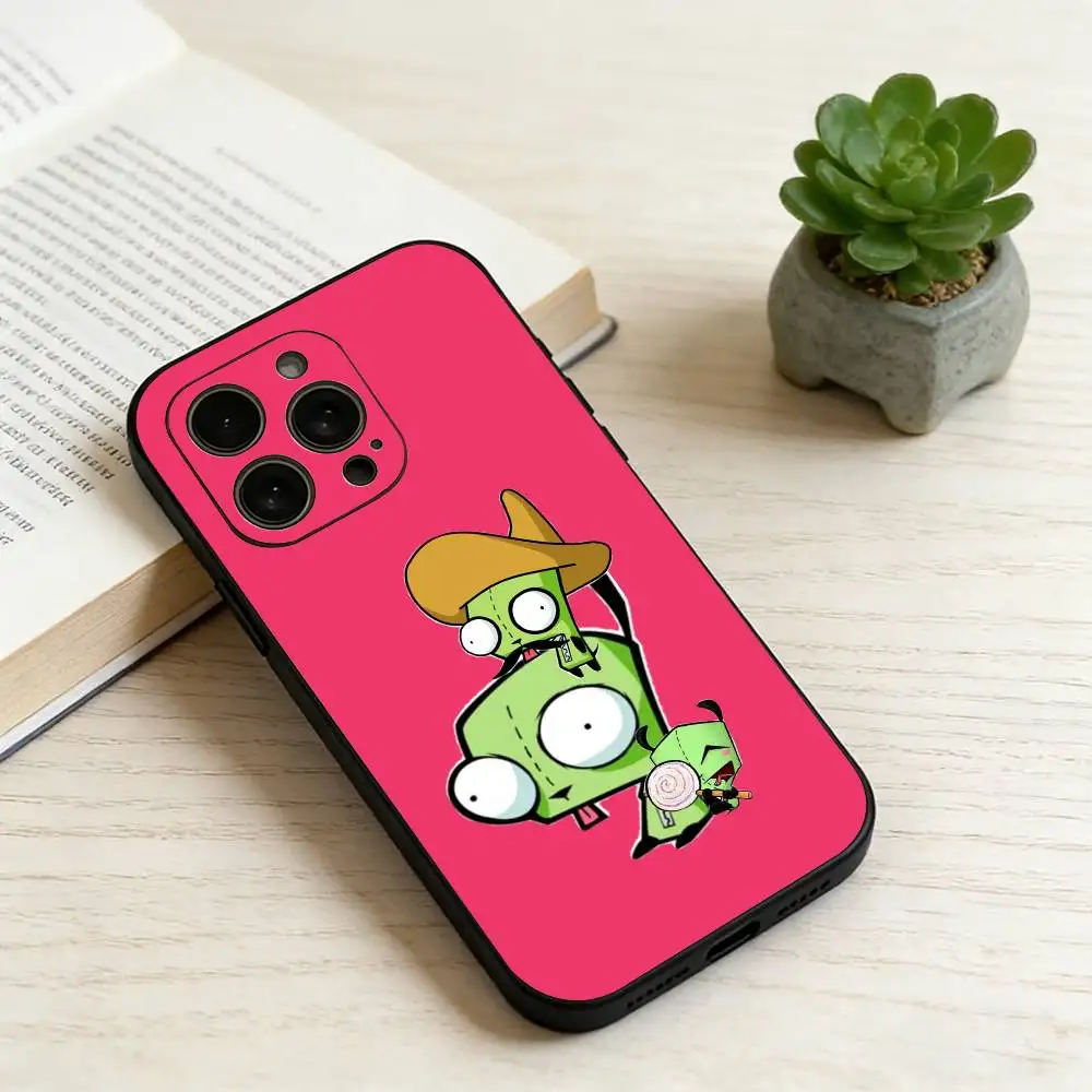 Фото Чехол для телефона Invader Z-Zim G-Gir для iPhone 17, 16, 15, 14, 13, 12, 11 Plus, Pro Max и других моделей, мягкий черный чехол, подарок. №3