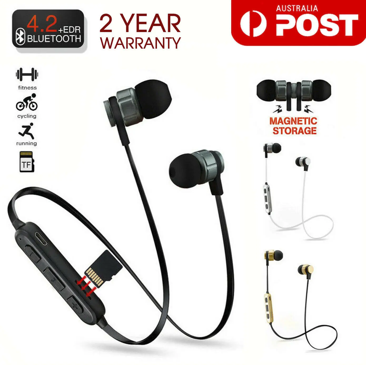 

Sweatproof Wireless Bluetooth Earphones Headphones Sport Gym For iPhone Samsung