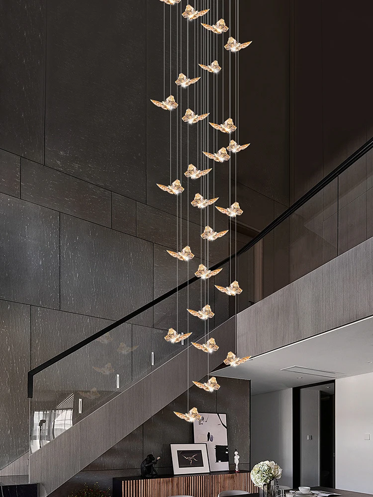 

Staircase Butterfly Hanging Lamps Lighting for the Living room will Ceiling Stairs Loft Light Modern Pendant Lamp and Chandelier