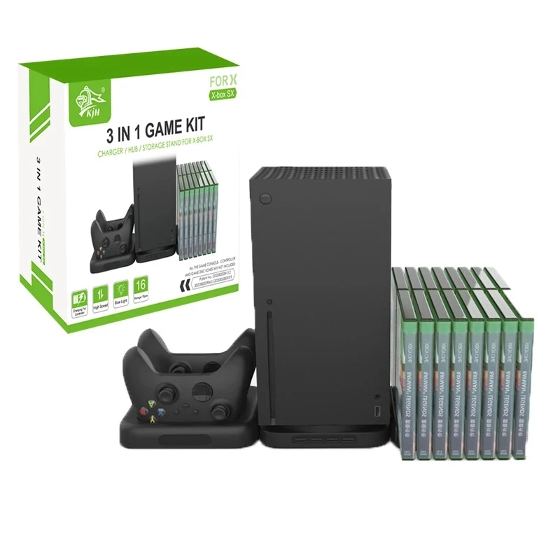 

Игровой набор для хранения 3 в 1, док-станция для консоли Xbox Series X, вертикальная подставка для контроллера Xbox Series X
