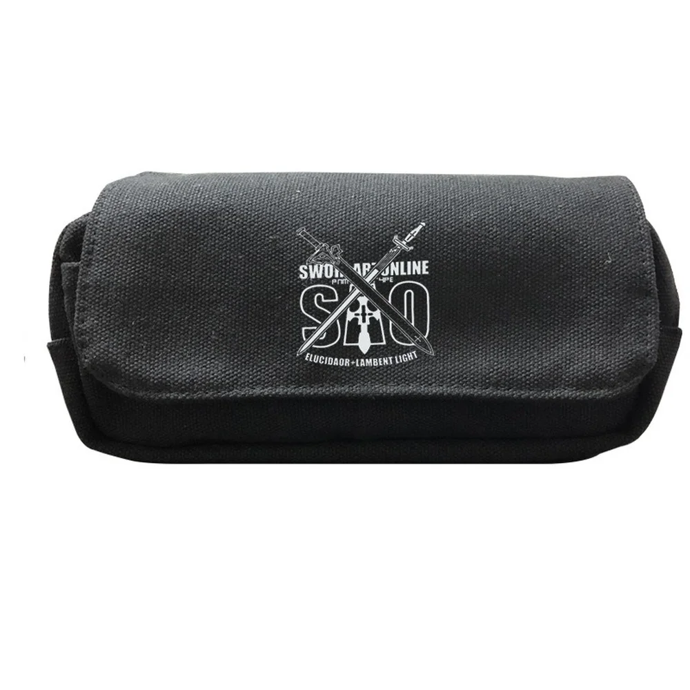 

Anime Sword Art Online Canvas Pencil Case Large Capacity Double Zipper Markeup Bag Students Stationary Bags