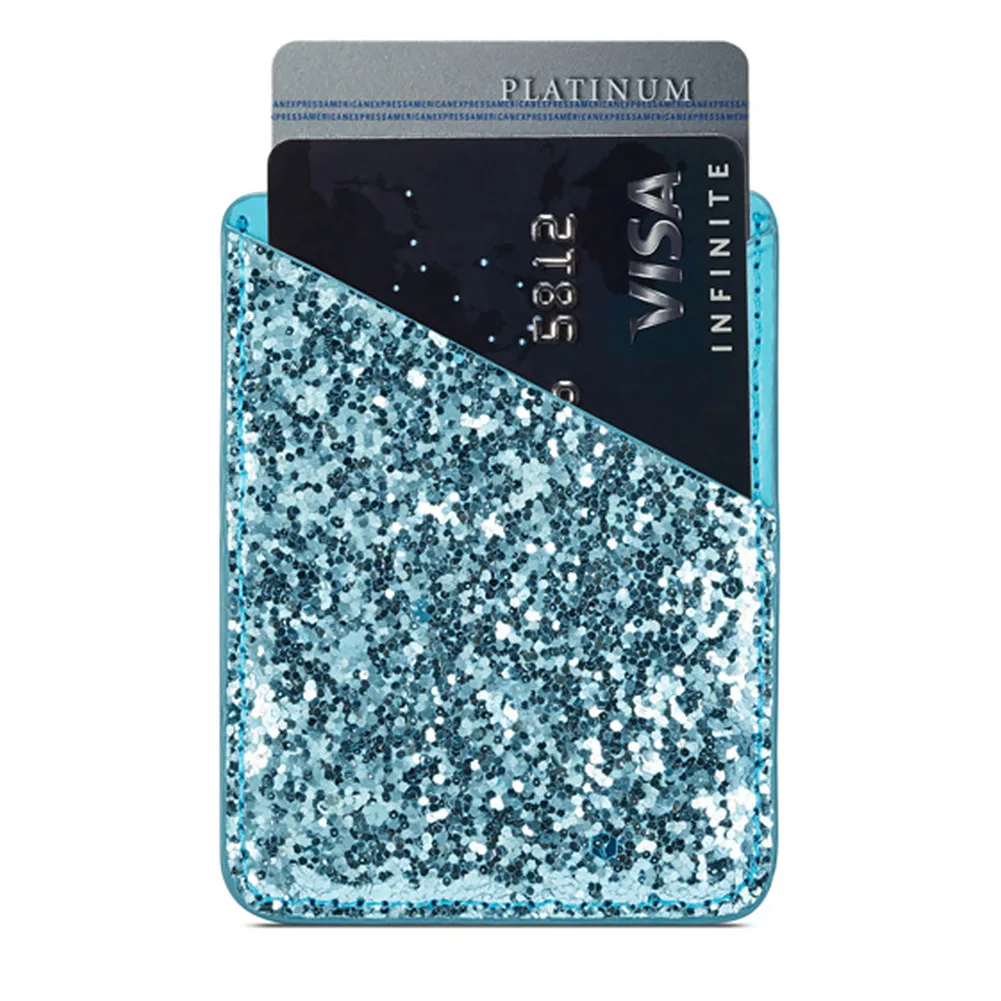 

Self-adhesive Stick On Phone Practical Mini Wallet Fashion Purse Card Holder Credit Pocket Sequin Decoration Ultra Slim Business