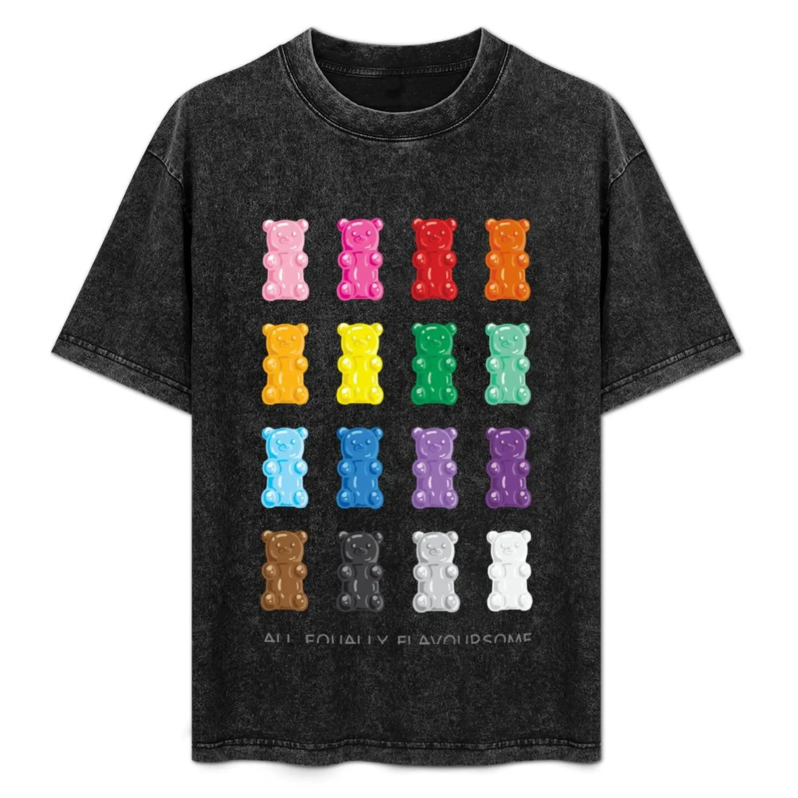 Футболка с мармеладными мишками Equality черным фоном подарки для парня заготовки
