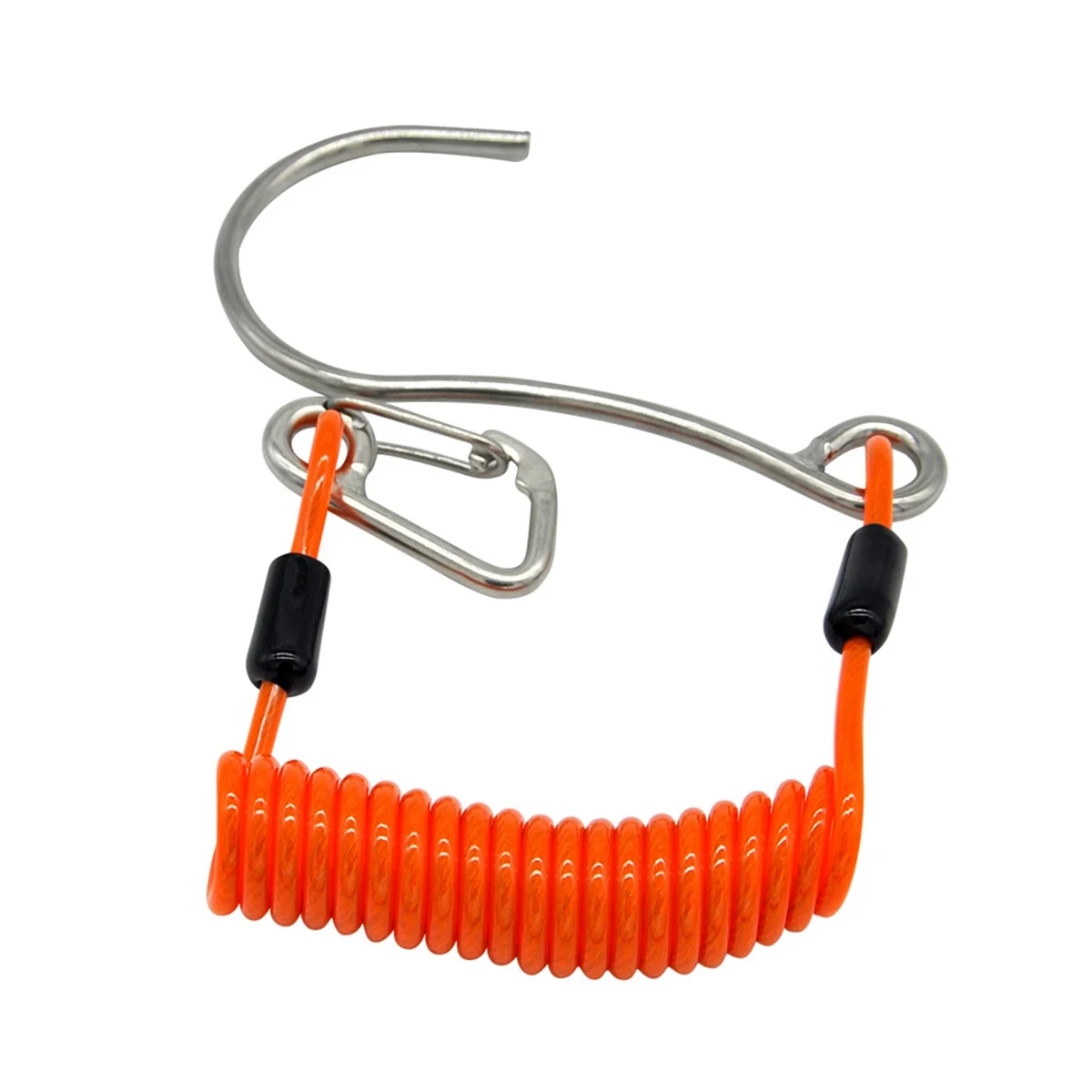 

Одноголовочный крючок для рафтинга, вертлюг из нержавеющей стали, спиральный пружинный шнур, безопасный аксессуар для дайвинга, оранжевый