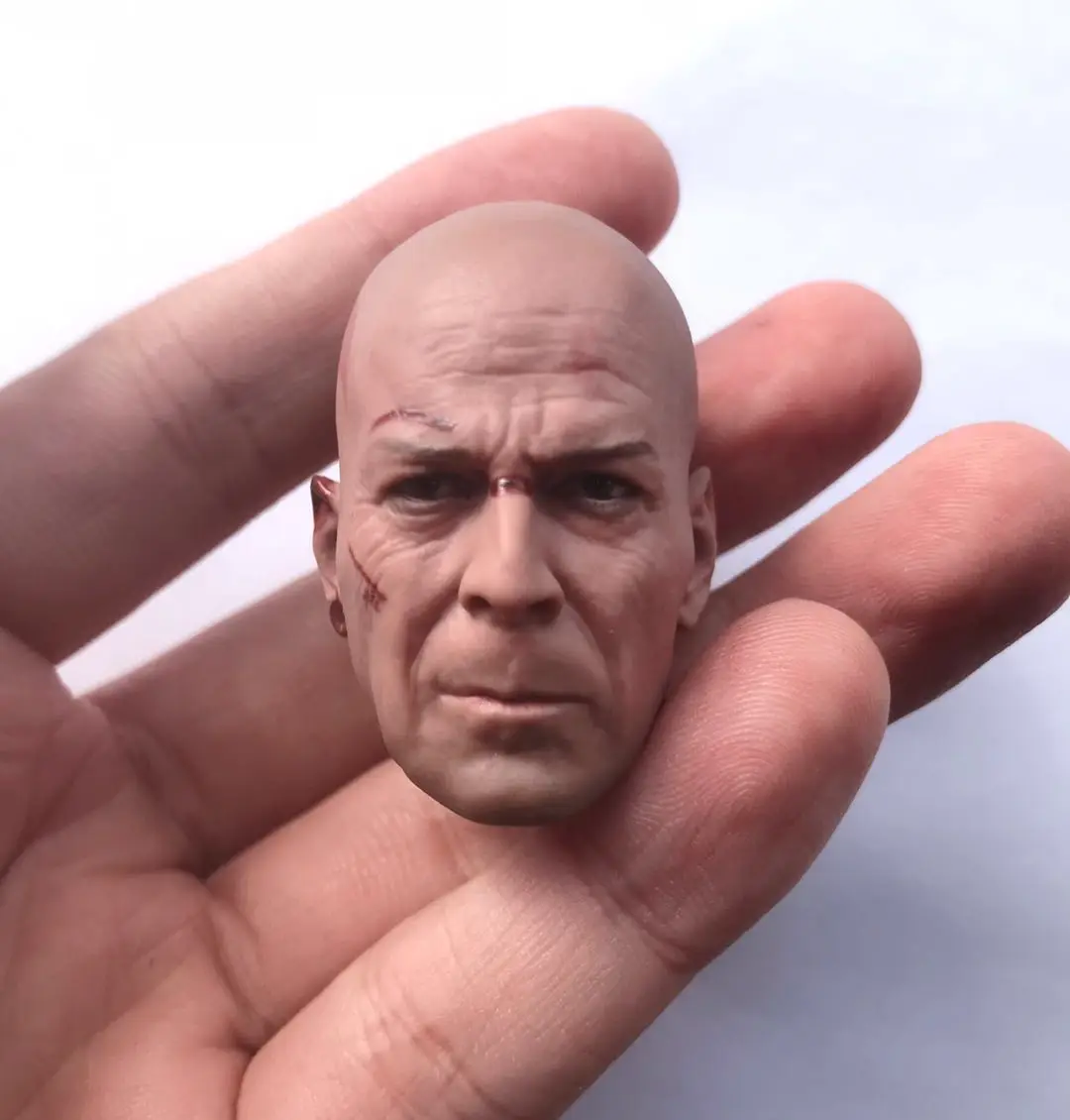 

1/6 Bruce Willis Male Head Carving Bald Actor Movie Painted Damaged Model 1/6 Scale For 12" Action Figure Soldier Body Toys